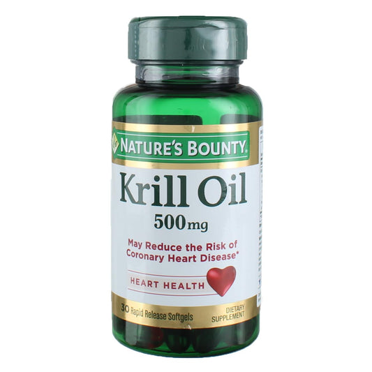 Nature's Bounty Krill Oil, Heart Health, Dietary Supplement, 500mg, Rapid Release Softgels, 30 count