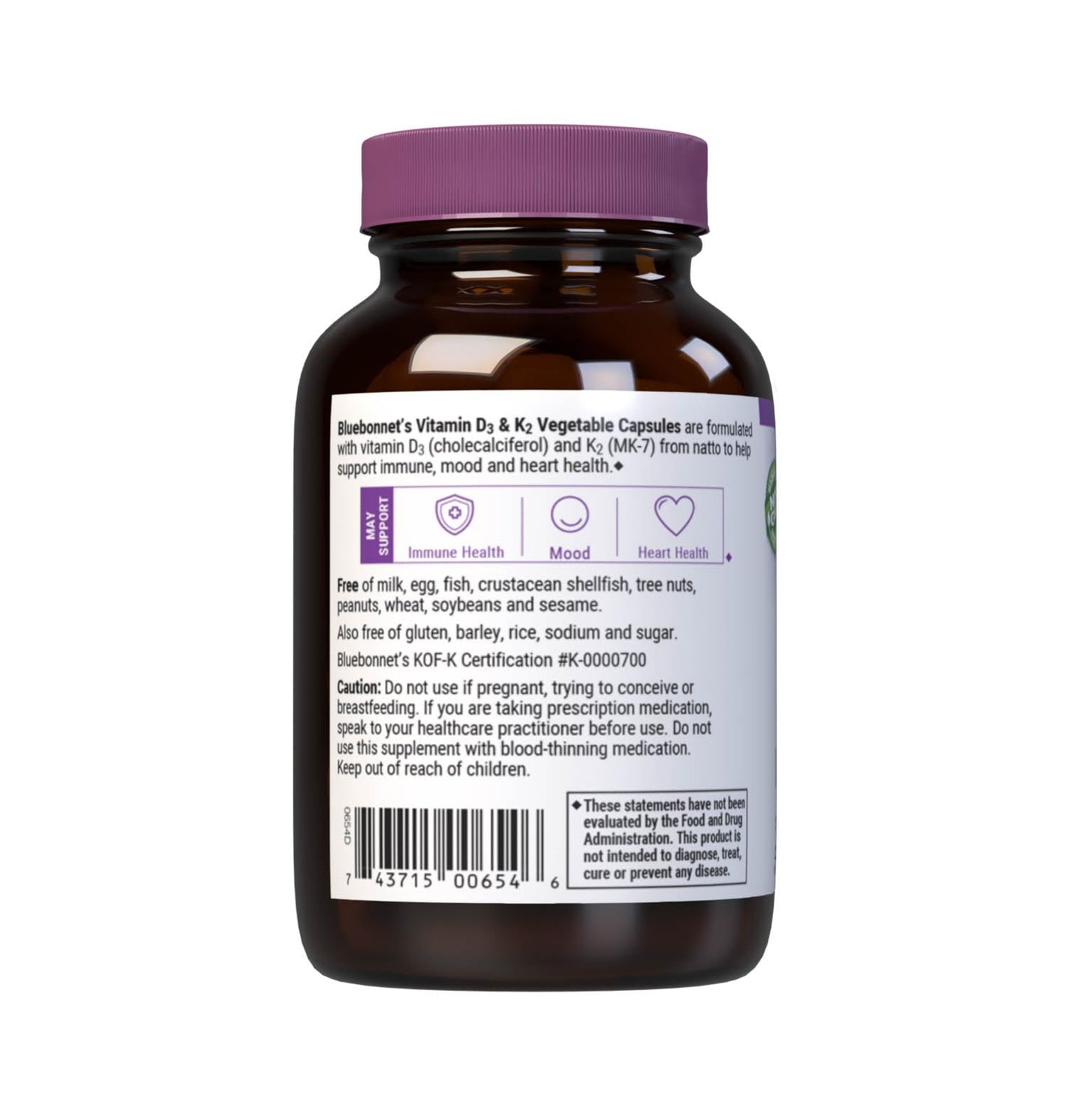 Pre-Order | Arrives in 5–10 Days – Bluebonnet Nutrition Vitamin D3 & K2, Soy-Free, for Strong-Healthy Bones*, Gluten-Free, Non-GMO, Dairy-Free, Kosher Certified, Vegetarian, 60 Vegetable Capsules, 60 Servings