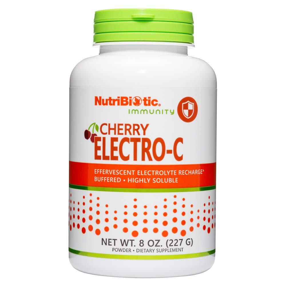 NutriBiotic - Cherry Electro-C Vitamin C & Electrolyte Powder, 8 Oz | 850 Mg Vitamin C Per Serving | Effervescent Electrolyte Recharge | Buffered & Highly Soluble | Non-GMO & Gluten Free
