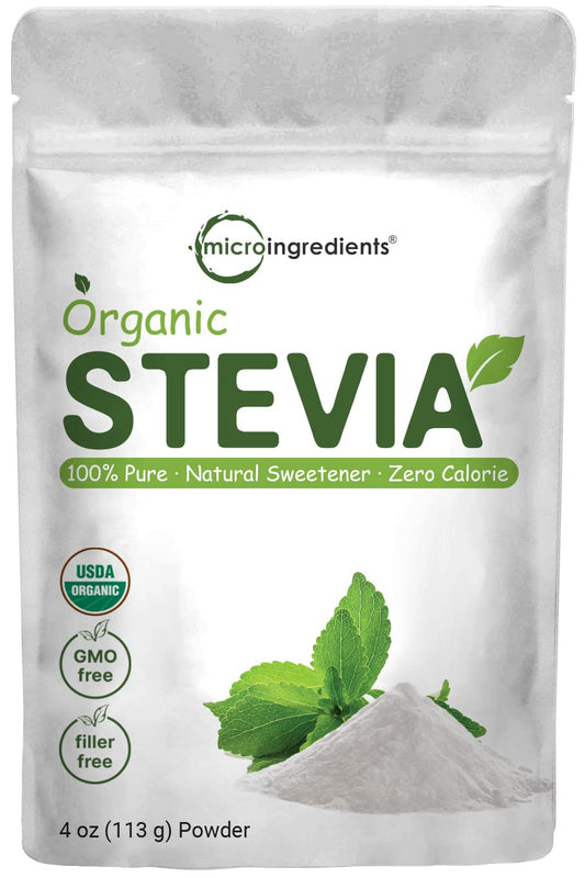 Pre-Order | Arrives in 5–10 Days – Pure Organic Stevia Powder, 4 Ounces, 706 Serving, Highest Grade Stevia Green Leaf Extract Reb-A, Reduced Bitter Aftertaste, 0 Calorie, Natural Sweetener, Sugar Alternative, Keto Friendly