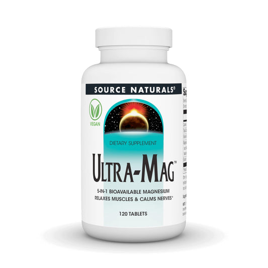 Pre-Order | Arrives in 5–10 Days – Source Naturals Ultra-Mag, 5-in-1 Bioavailable Magnesium - Relaxes Muscles & Calms Nerves* - 120 Vegan Tablets