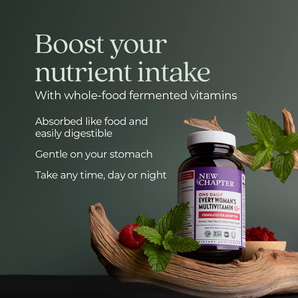 New Chapter Women's Multivitamin 50 Plus for Cellular Energy, Heart & Immune Support with 20+ Nutrients + Astaxanthin - Every Woman's One Daily 55+, Gentle on The Stomach, 72 Count
