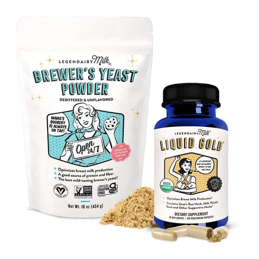 Legendairy Milk Liquid Gold + Brewer's Yeast, Breastfeeding Supplements for Milk Supply Increase - Lactation Support for Breast Milk Production - Fenugreek-Free, Non-GMO,