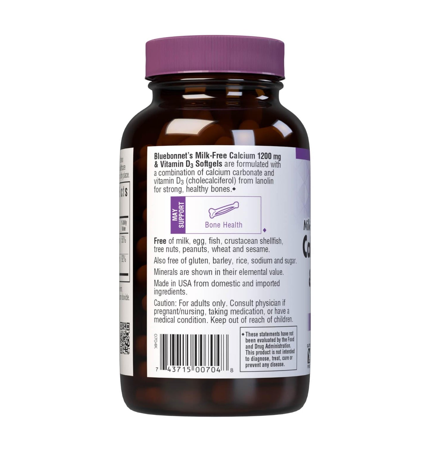 Pre-Order | Arrives in 5–10 Days – Bluebonnet Nutrition Milk-Free Calcium 1,200 mg Plus Vitamin D3 400 IU - High Potency, Maximum Absorption Strong Healthy Bones & Immune Health Support Supplement, Gluten-Free, Dairy-Free, 120 Softgels