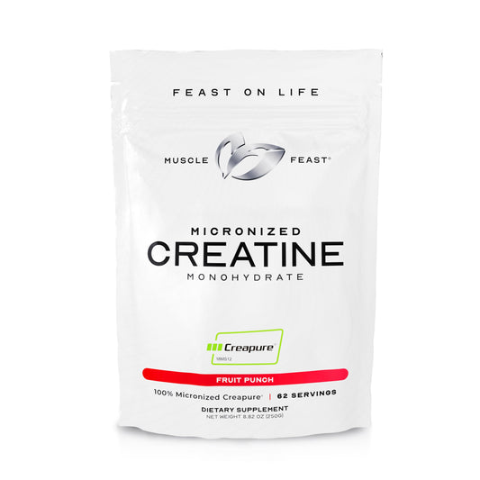 Muscle Feast Creapure - Micronized Creatine Monohydrate Powder | Premium Pre-Workout or Post-Workout | Flavored Creatine for Women & Men | Easy to Mix, Gluten-Free, Safe and Pure, (Fruit Punch, 250g)