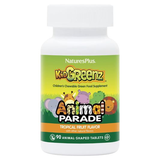 Natures Plus Animal Parade KidGreenz, Tropical Fruit Flavor - 90 Animal-Shaped, Chewable Tablets - Pack of 2 - with Broccoli & Spinach - Vegetarian, Gluten Free - 180 Total Servings