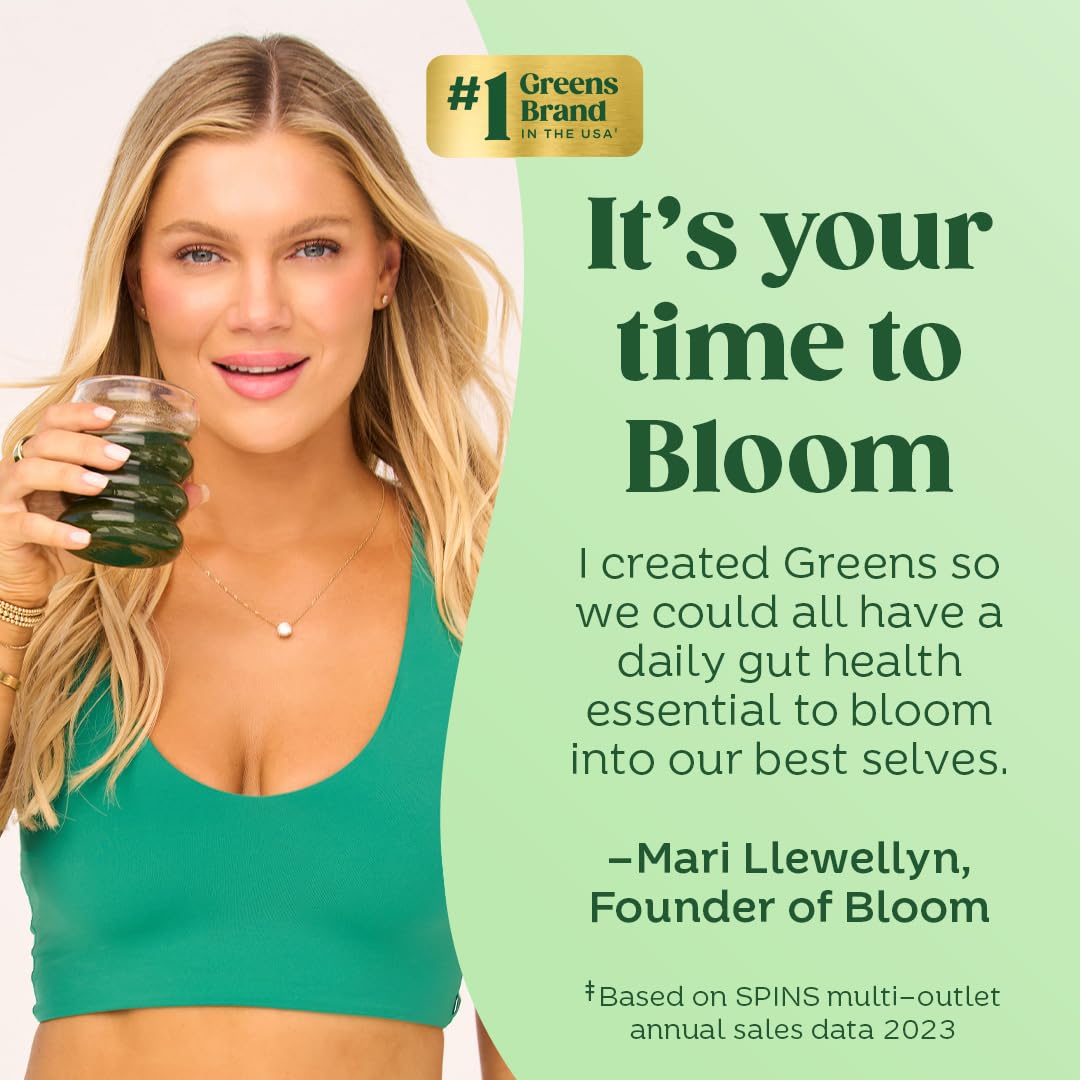 Pre-Order | Arrives in 5–10 Days – 
Bloom Nutrition Superfood Greens Powder, Digestive Enzymes with Probiotics and Prebiotics, Gut Health, Bloating Relief for Women, Chlorella, Green Juice Mix with Beet Root Powder, 30 SVG, Coconut