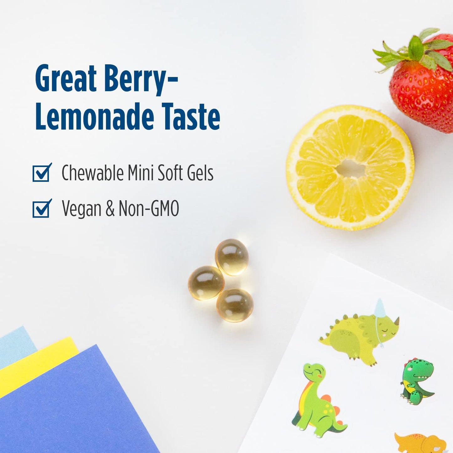 Pre-Order | Arrives in 5–10 Days – Nordic Naturals Children's DHA Vegetarian - Kids DHA Omega-3 Supplement -Algae Oil - Berry Lemonade Mini Chewables - Plant-Based Formula for Ages 3+ - 120 Soft Gels - 40 Servings
