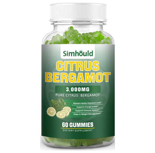 1 Pack Citrus Bergamot Gummies -3000MG Citrus Bergamot Extract Cholesterol Lowering Supplement for lmmune Support Healthy Anti-Aging, Hight Cholesterol Vegan Gummy 60 Counts Lime Flavor