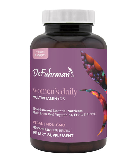 Pre-Order | Arrives in 5–10 Days – Dr. Fuhrman Women's Daily Multivitamin - Vegan Formula for Women Over 50, 120 Capsules, Essential Vitamins for Optimal Health and Wellness