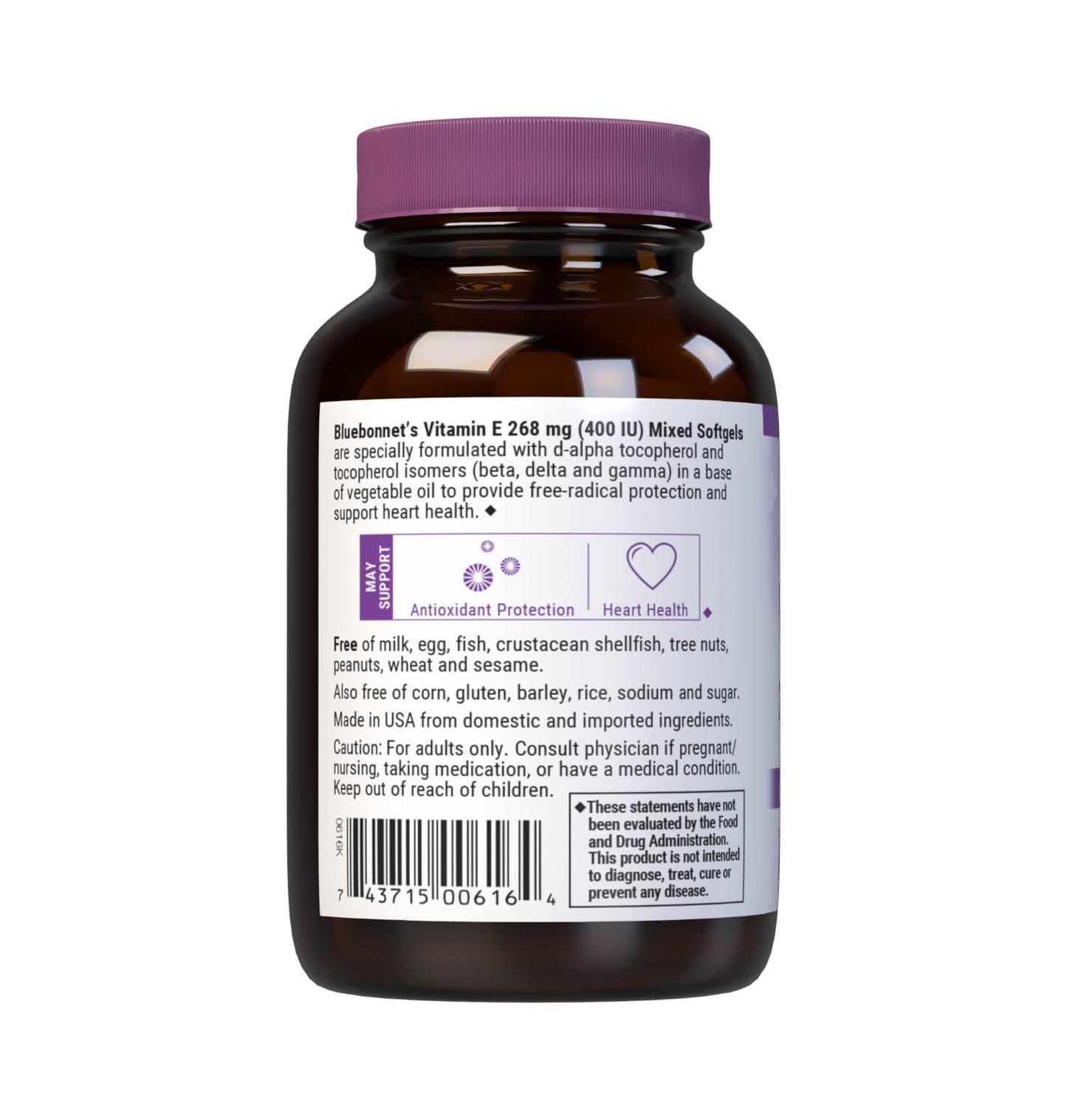 Pre-Order | Arrives in 5–10 Days – Bluebonnet Nutrition Vitamin E 400 IU (268 mg) Mixed Tocopherols Softgels, Free Radical Portection & Cardiovascular Support, Gluten-Free, Dairy-Free, 50 Softgels, 50 Servings
