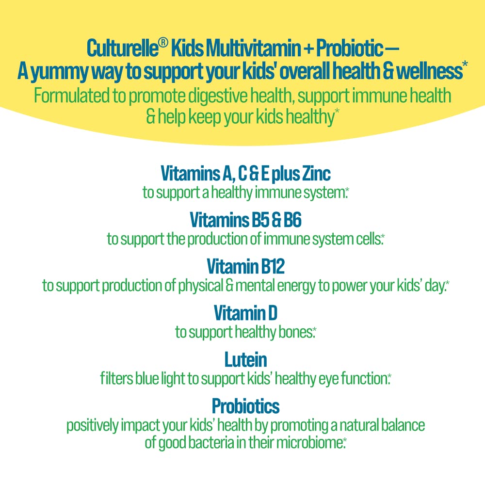 Pre-Order | Arrives in 5–10 Days – Culturelle Kids Probiotics, Multivitamin + Probiotic, Peach-Orange & Mixed Berry, 60 Gummies