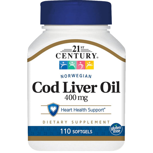 Pre-Order | Arrives in 5–10 Days – 21st Century Norwegian Cod Liver Oil, 400 mg, 110 Softgels