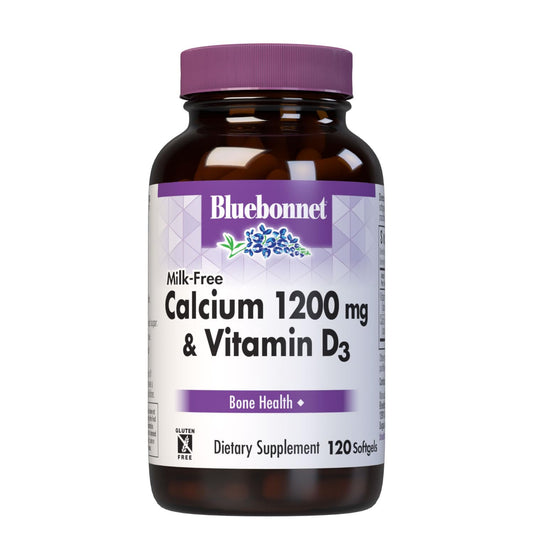 Pre-Order | Arrives in 5–10 Days – Bluebonnet Nutrition Milk-Free Calcium 1,200 mg Plus Vitamin D3 400 IU - High Potency, Maximum Absorption Strong Healthy Bones & Immune Health Support Supplement, Gluten-Free, Dairy-Free, 120 Softgels