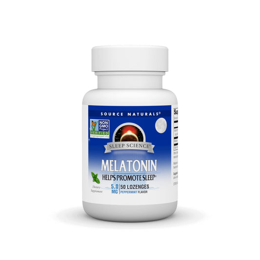 Pre-Order | Arrives in 5–10 Days – Source Naturals Melatonin 5 mg - 50 Peppermint Flavored Lozenges