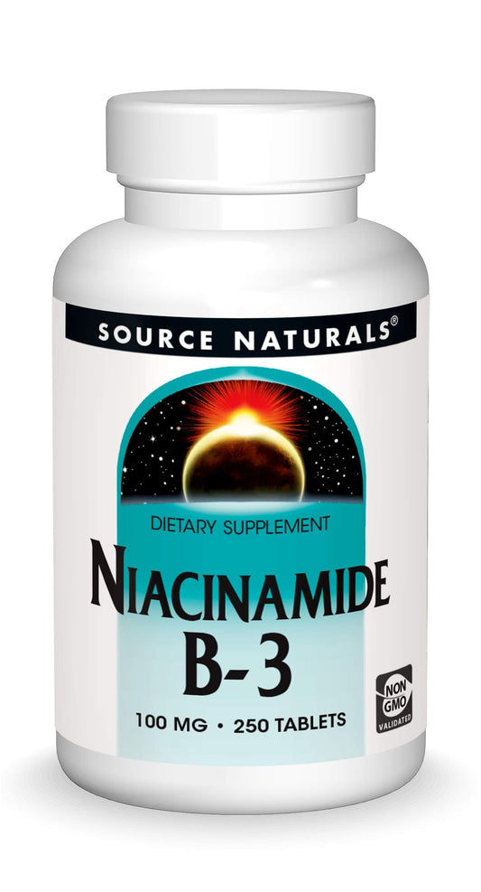 Pre-Order | Arrives in 5–10 Days – Source Naturals Niacinamide B-3, 100 mg Dietary Supplement - 250 Tablets