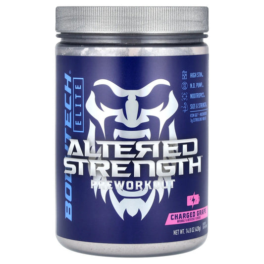 Pre-Order | Arrives in 5–10 Days – BodyTech
Elite, Altered Strength Pre-Workout, Charged Grape, 14.8 oz (420 g)