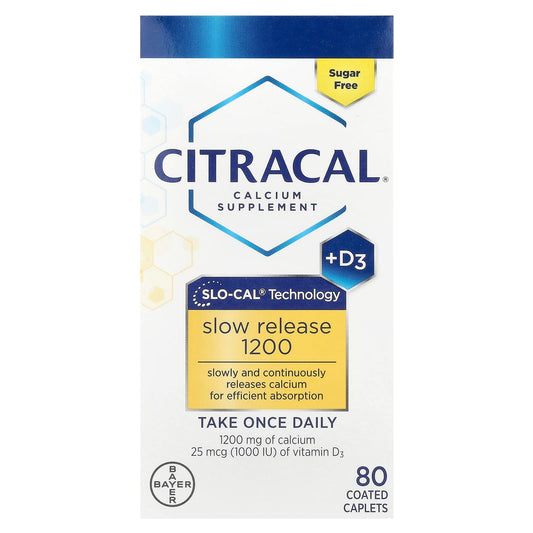 Pre-Order | Arrives in 5–10 Days – Citracal
Calcium Supplement + D3, Slow Release 1200 , 80 Coated Tablets