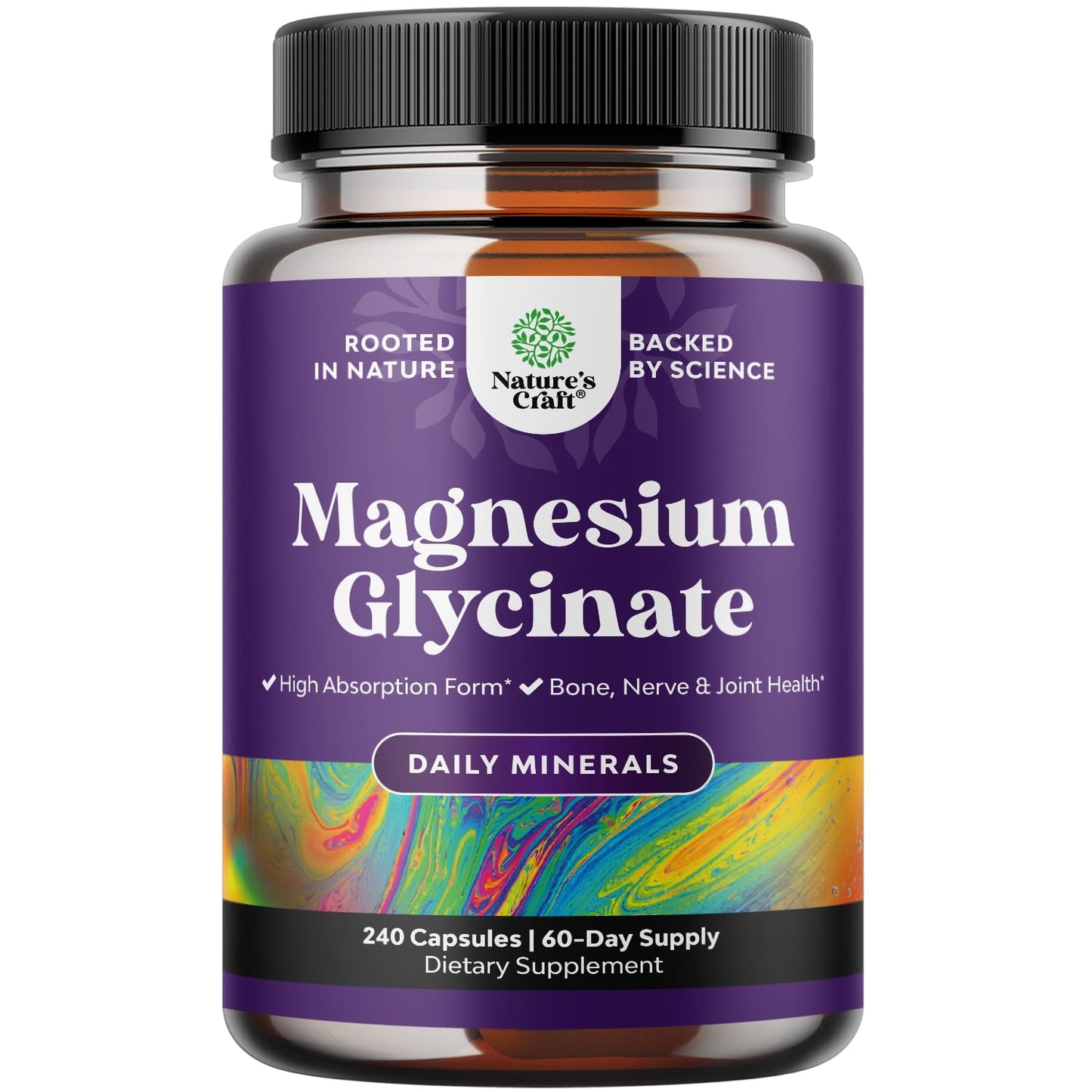 High Absorption Magnesium Glycinate Capsules - 500mg Magnesium Glycinate Per Serving for Calming Sleep Plus Muscle Bone & Nerve Support - Chelated 500mg GMP Certified 240 Count