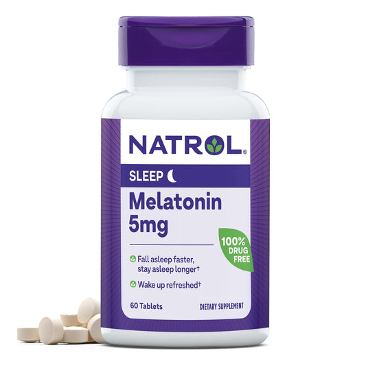 Natrol Melatonin 5 mg, Dietary Supplement for Restful Sleep, Sleep Supplements for Adults, 60 Melatonin Tablets, 60 Day Supply