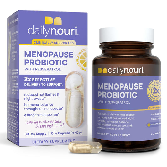 Pre-Order | Arrives in 5–10 Days – Daily Nouri Menopause Probiotic with Resveratrol | For Menopause Relief, Hormonal Balance & Estrogen Metabolism Support | Resveratrol Capsules to Reduce Hot Flashes | 30-Day Supply