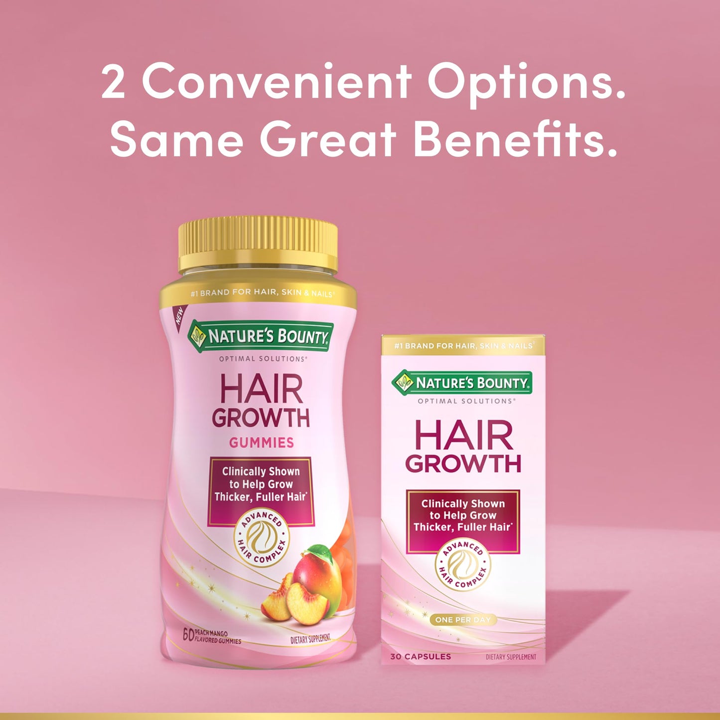 Nature's Bounty Optimal Solutions Hair Growth Supplement, Clinically Shown to Support Thicker, Fuller Hair, With Biotin, Silicon & Arginine, 30 Capsules, One-Month Supply