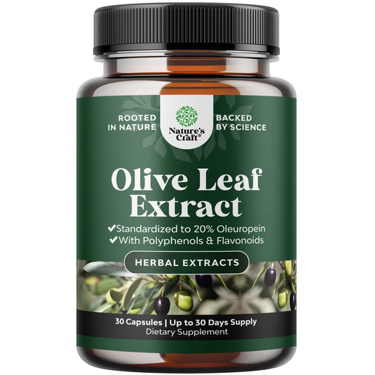 Potent Olive Leaf Extract Capsules - High Strength Antioxidant Supplement with Pure Olive Leaf with 20% Oleuropein - Herbal Heart Health Supplement - Vegan Non-GMO & Gluten Free (1 Month Supply)