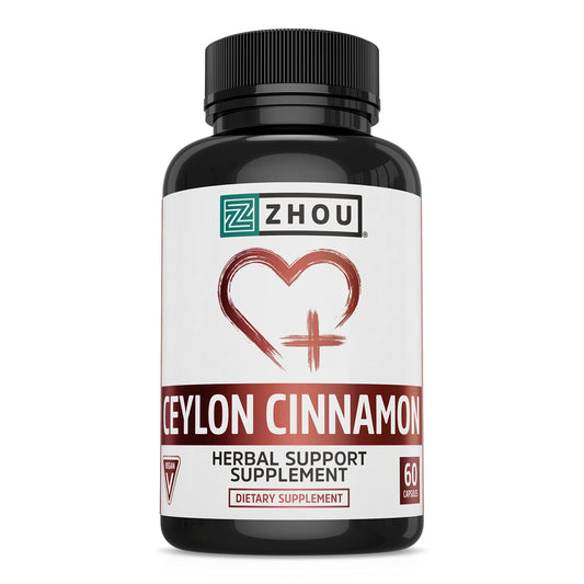 Zhou Heart Hero Ceylon Cinnamon - Ceylon Cinnamon Capsules for Women and Men, Cinnamon Verum Supplement with 1200 mg Per Serving for Heart and Joint Health - 60 Veggie Capsules