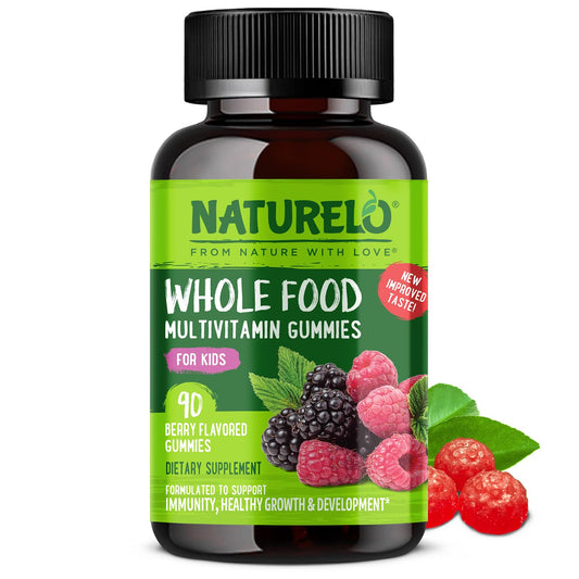 NATURELO Whole Food Vitamin Gummies for Kids - Chewable Gummy Multivitamin for Children - Non-GMO - with Vitamins & Minerals - 90 Vegan Gummies