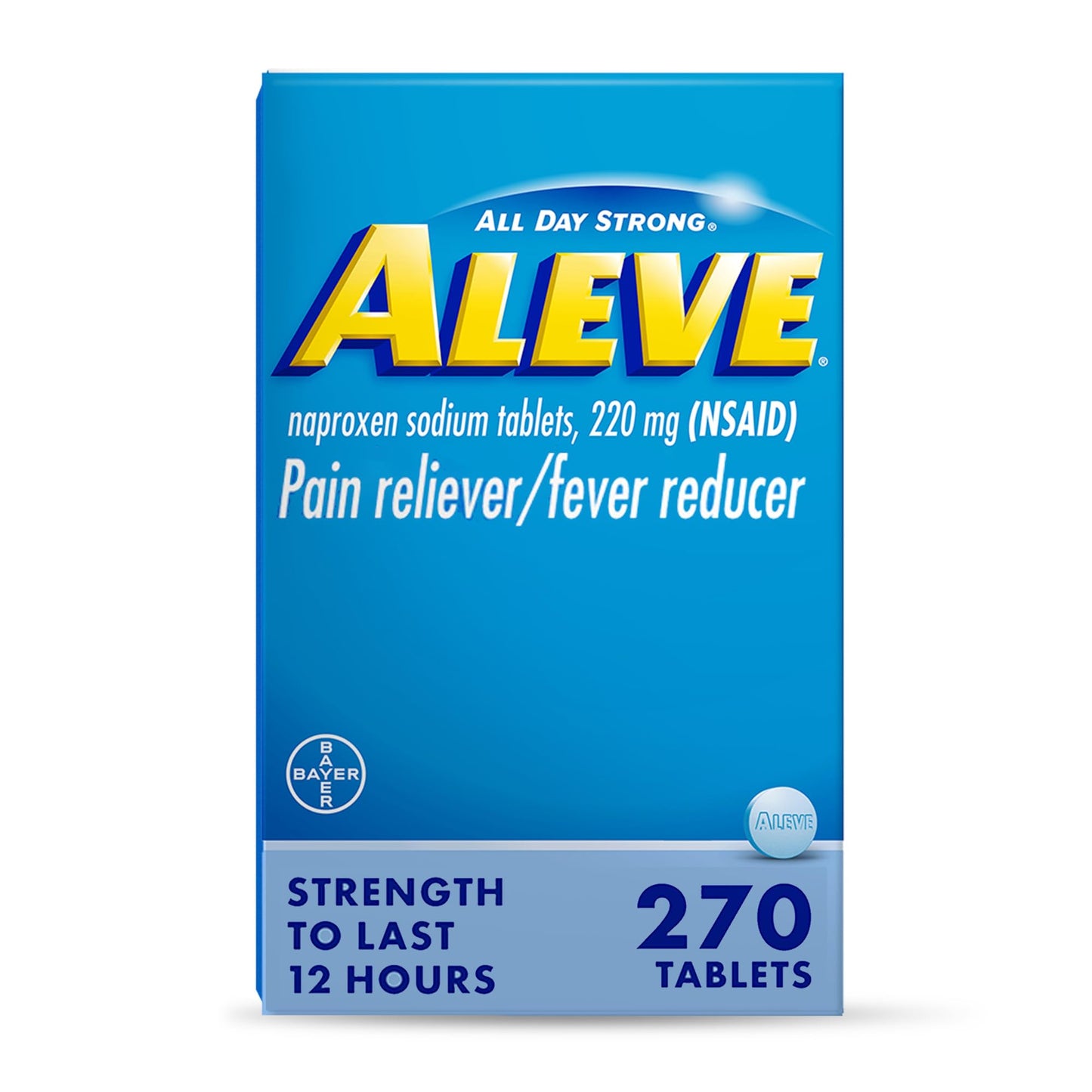Aleve Pain Reliever & Fever Reducer Tablets, Naproxen Sodium, Headache, Back and Body Pain Relief Medicine, 270 Count