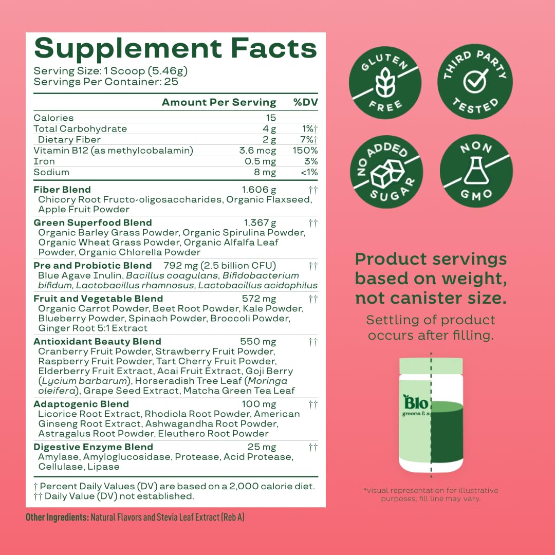 Pre-Order | Arrives in 5–10 Days – 
Bloom Nutrition Superfood Greens Powder, Digestive Enzymes with Probiotics and Prebiotics, Gut Health, Bloating Relief for Women, Chlorella, Green Juice Mix with Beet Root Powder, 25 SVG, Watermelon