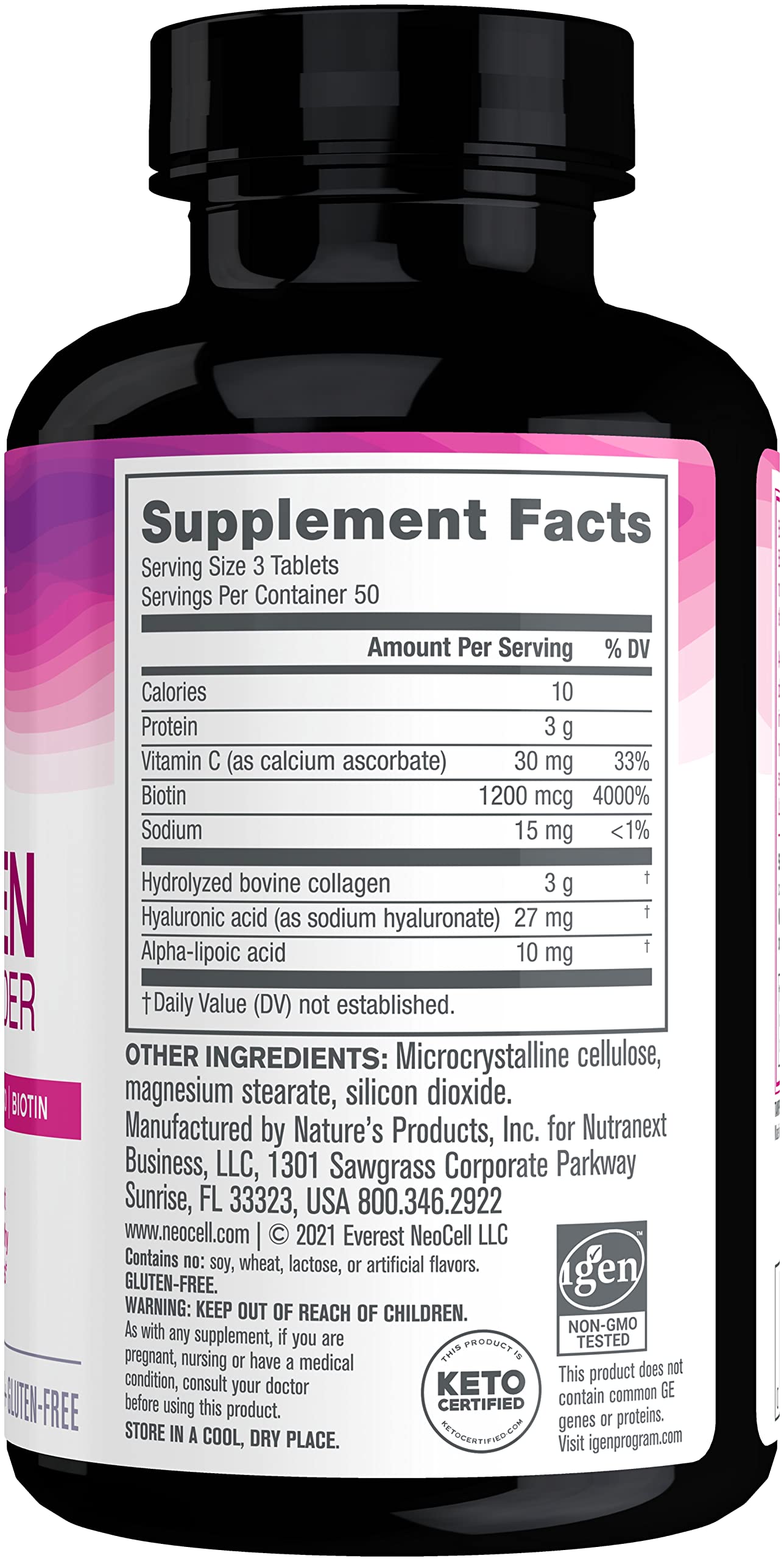 NeoCell Collagen Beauty Builder With Hyaluronic Acid and Biotin, Skin, Hair and Nails Supplement, Includes Antioxidants, Tablet, 150 Count, 1 Bottle