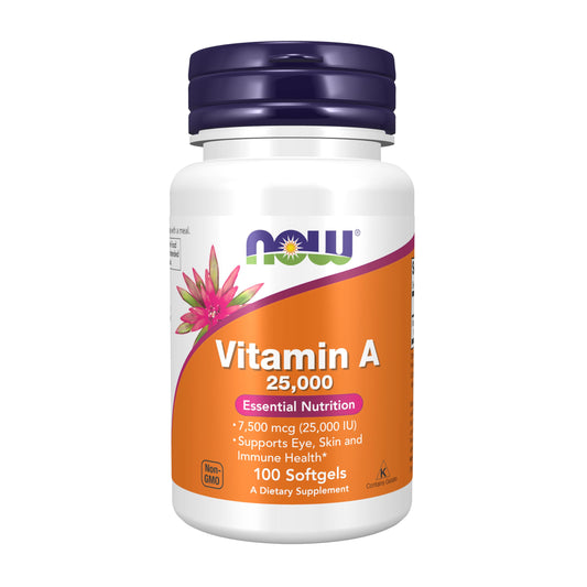 NOW Supplements, Vitamin A (Fish Liver Oil) 25,000 IU, Essential Nutrition, 100 Softgels