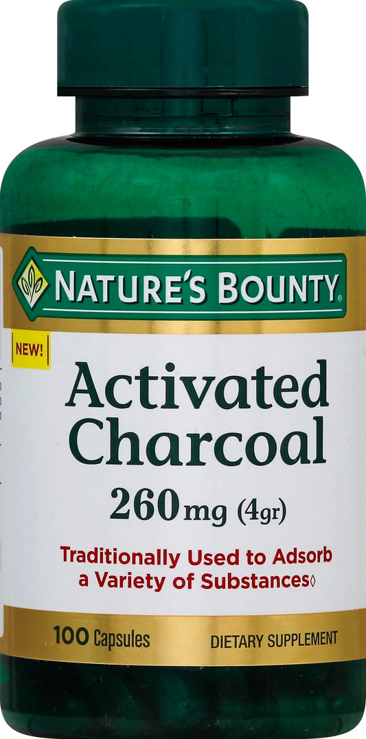 Nature's Bounty Activated Charcoal 260 mg, 100 Capsules, Dietary Supplement to Support a Healthy Lifestyle