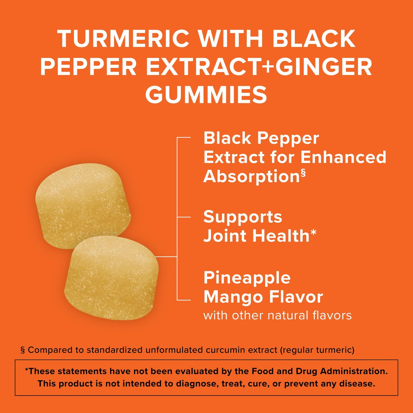 Qunol Turmeric and Ginger with Black Pepper Gummies, Joint Health Support, 90 Count (Pack of 1)