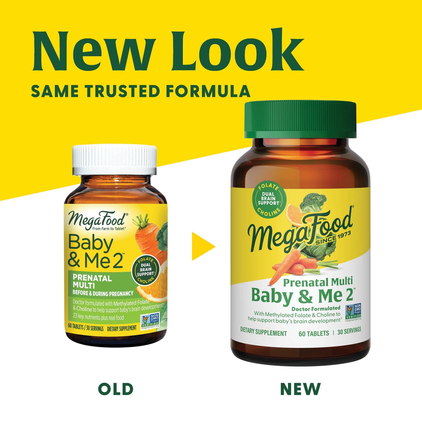 MegaFood Baby & Me 2 Prenatal Multi Vitamins - Prenatal Vitamins for Women with Choline, Methyl Folate & Iron, Vegetarian, Gluten-Free, Pre Natal Multivitamin for Women - 120 Tablets, 60 Servings