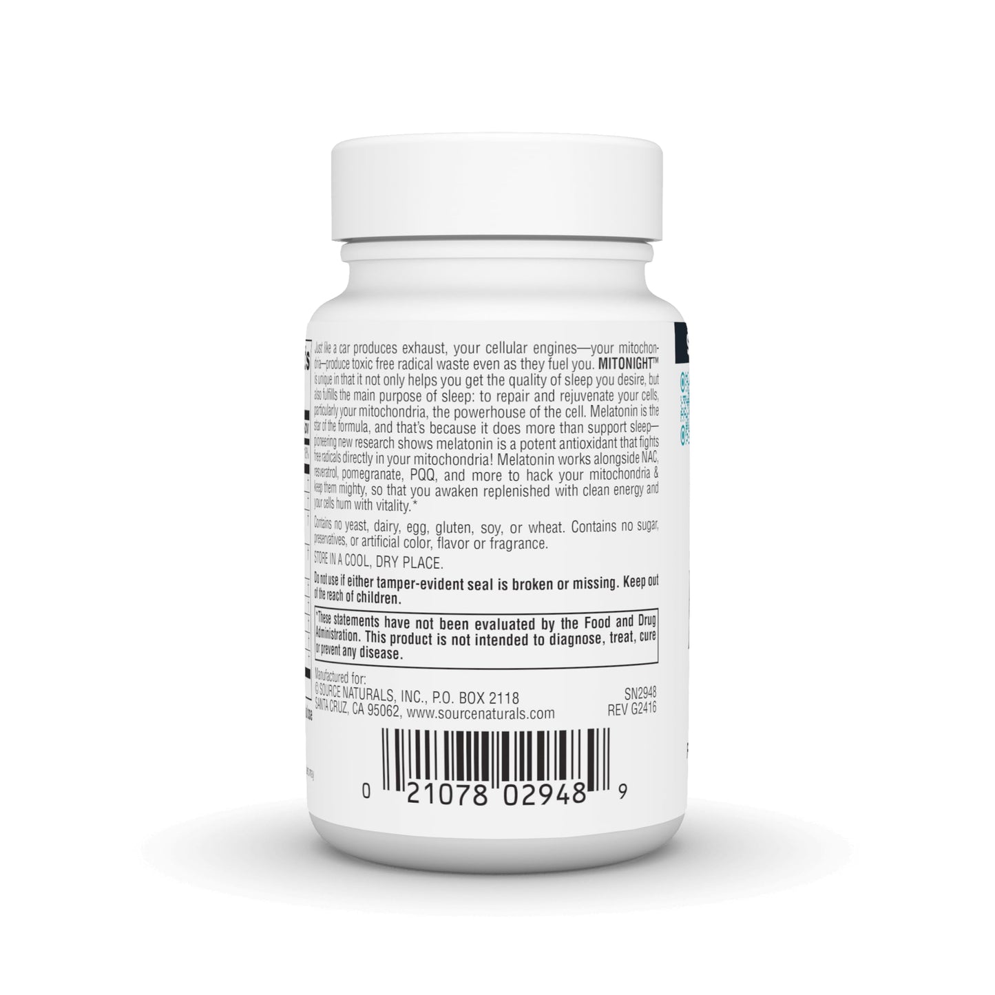 Pre-Order | Arrives in 5–10 Days – Source Naturals MitoNight™ with Melatonin, Evening Care for Mitochondrial Repair* - 30 Capsules