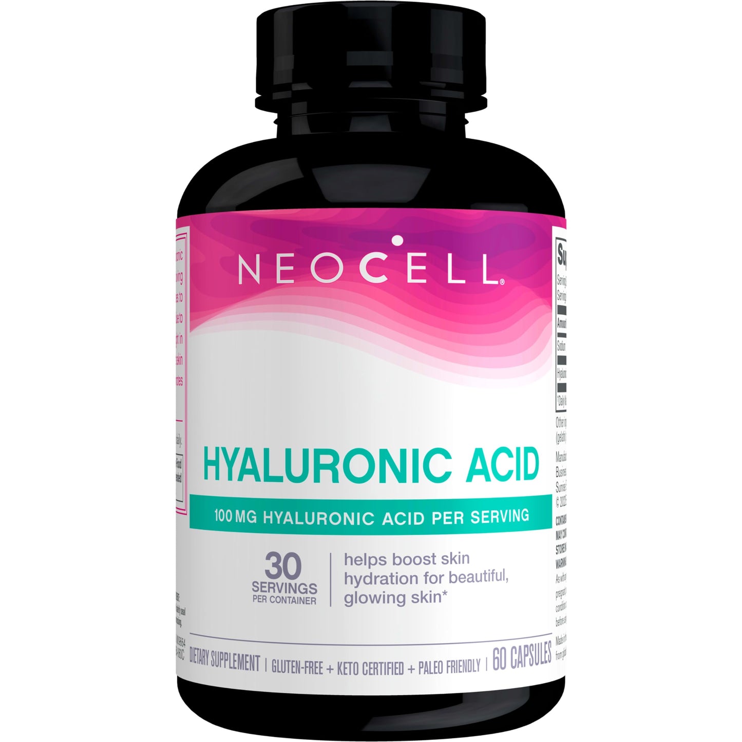 NeoCell Hyaluronic Acid Capsules, Essential Lubricant, Supports Tissue Hydration, Gluten Free, 60 Count, 1 Bottle