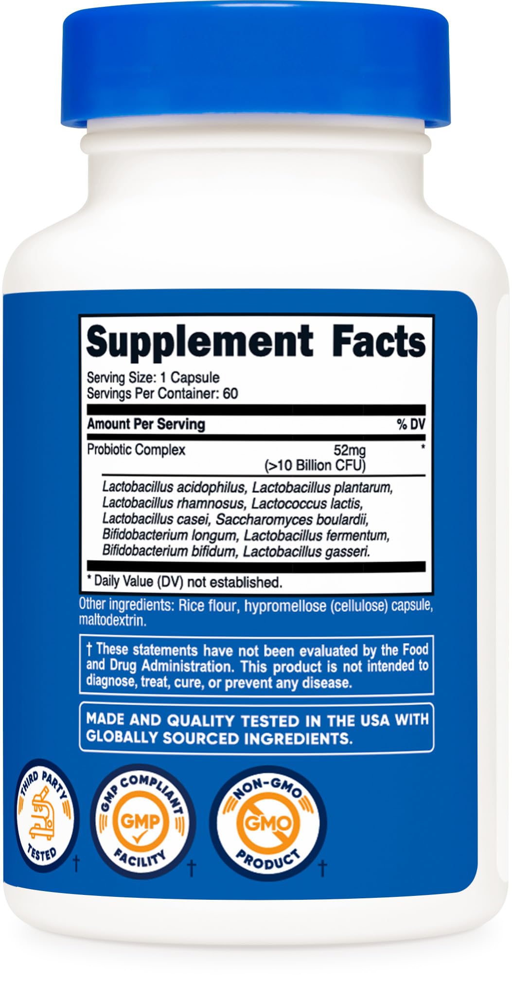 Pre-Order | Arrives in 5–10 Days – Nutricost Probiotic Complex (10 Billion CFU) 60 Capsules - Acidophilus Plus 9 Other Probiotics, Non-GMO, Gluten Free Supplement
