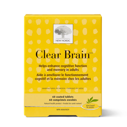 New Nordic Clear Brain Tablets, Supports Normal Cognitive Health and Memory, with Green Tea and Walnut, Swedish Made, 60 Count (Pack of 1)