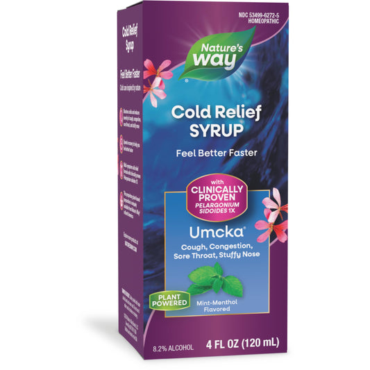 Nature's Way Umcka ColdCare Homeopathic, Sore Throat, Cough, and Congestion Relief, Phenylephrine Free, Mint-Menthol Flavored, 4 Fl. Oz Syrup