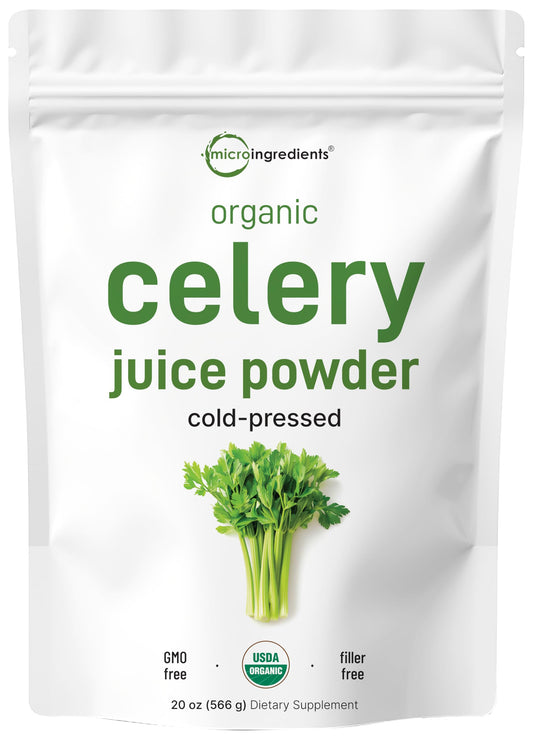 Organic Celery Juice Powder, 20 Ounce (1.25 Pound), 70 Serving, Celery Detox and Cold Pressed, Boosts Immune System, Energy and Supports Gut Health, Rich in Immune Vitamin C and Minerals, Vegan