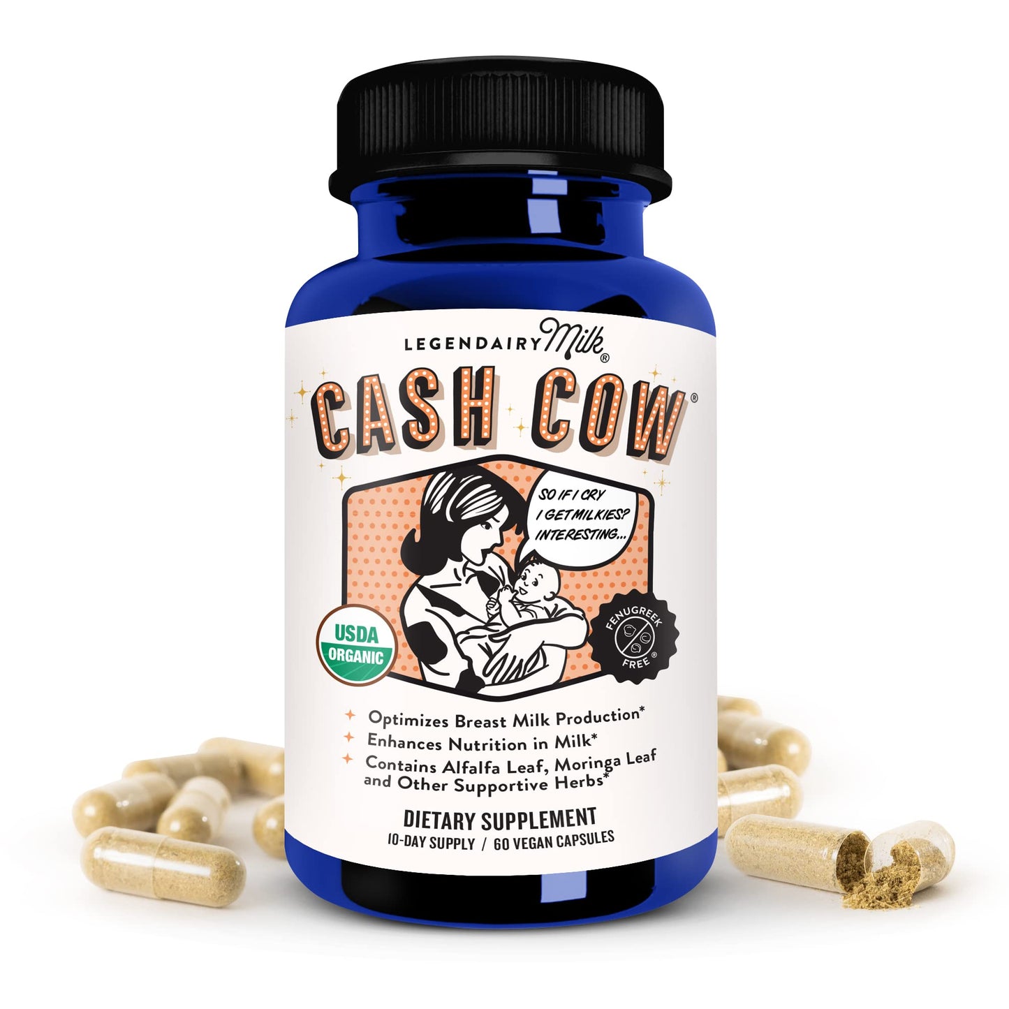 Legendairy Milk Cash Cow + Lechita - Lactation Supplement to Support Supply and Improve Milk Flow - Made with Moringa, Alfalfa, Fennel, Anise, and Goat's Rue