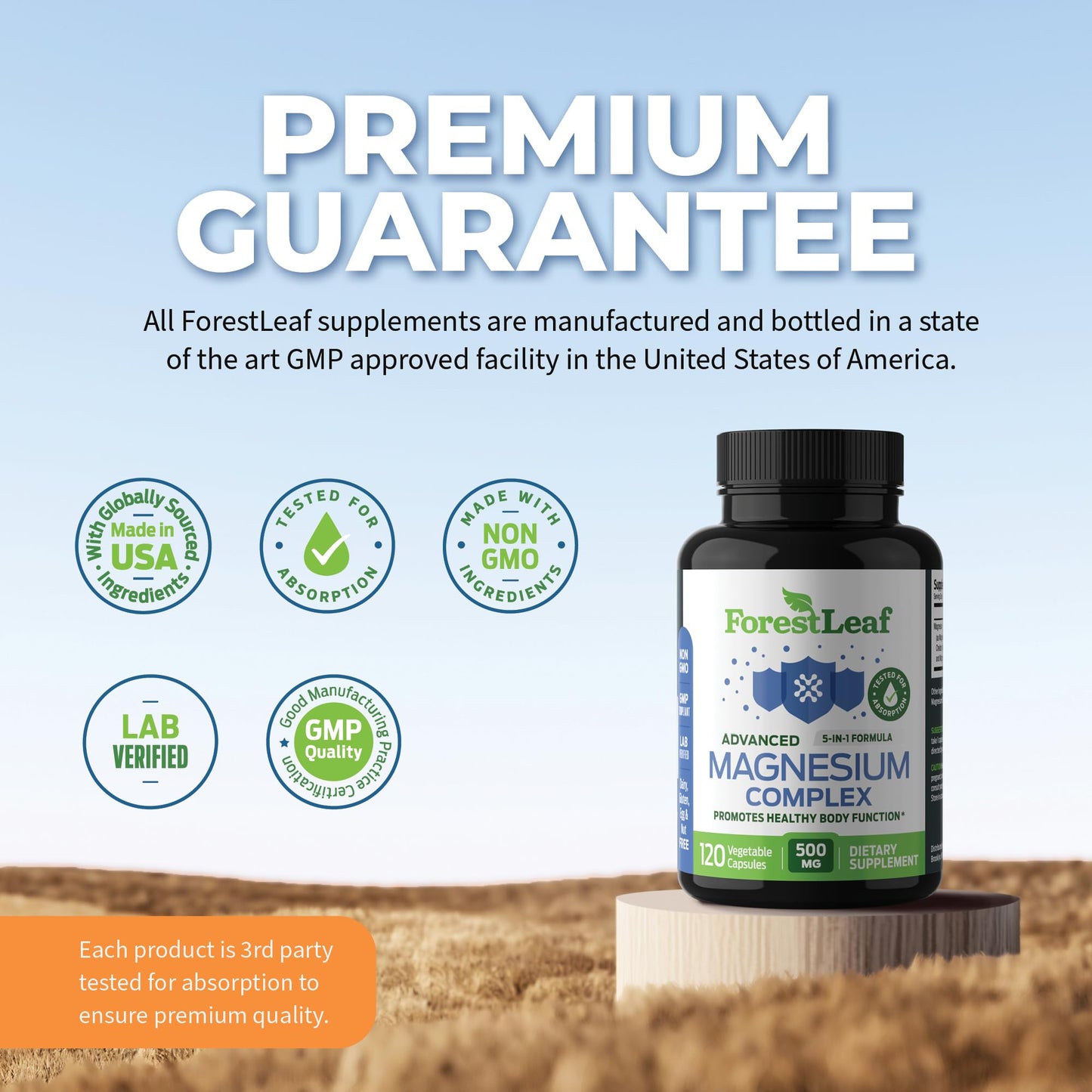 Pre-Order | Arrives in 5–10 Days – ForestLeaf Magnesium Complex 500mg - Magnesium 500mg Capsules - Magnesium Supplement 500 mg - Magnesium for Sleep, Magnesium for Constipation - Magnesium Supplement for Women (120 Ct)
