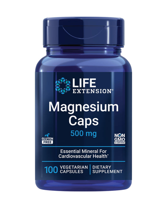 Life Extension Magnesium Caps, 500 mg, Magnesium Oxide, Citrate, and Succinate, Heart Health, Healthy Bones, Metabolism Support, 100 Vegetarian Capsules