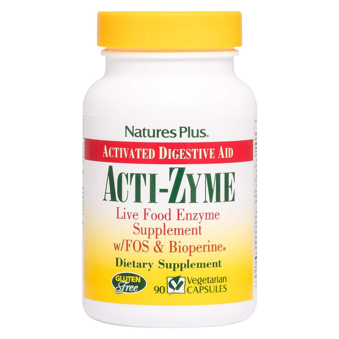 Natures Plus ActiZyme - Gut Health Supplement, Contains Digestive Enzymes, Probiotics, Aminogen, Bioperine - 90 Vegetarian Capsules (45 Servings)