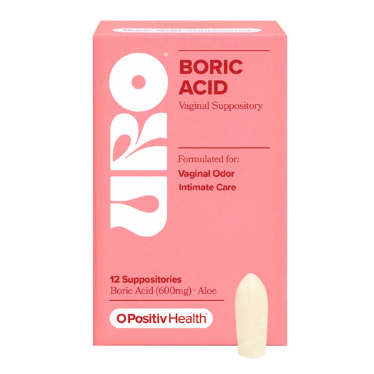O Positiv URO Boric Acid Vaginal Suppository – with Lactic Acid, and Aloe for Fast Relief and Vaginal Odor Control – Vegan, Free from Parabens, Dyes, and Fragrances – 12 Count (Pack of 1)