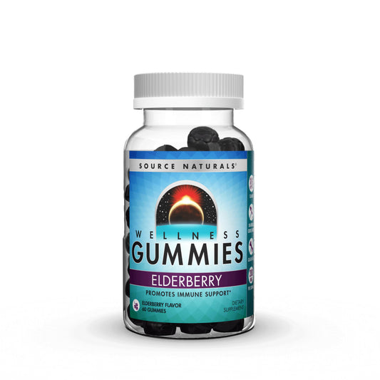 Pre-Order | Arrives in 5–10 Days – Source Naturals Wellness Elderberry Gummies, Promotes Immune Support*, 200 mg - Antioxidant Support - 60 Gummies