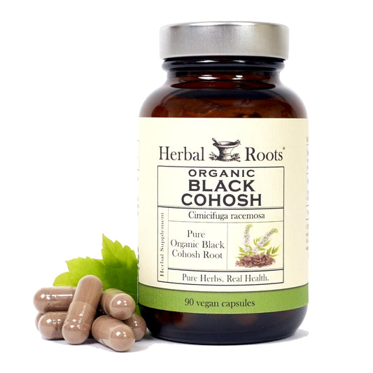 Herbal Roots Organic Black Cohosh Root | Extra Strength | Menopause and Menstrual Support for Women | 90 Capsules, Vegan