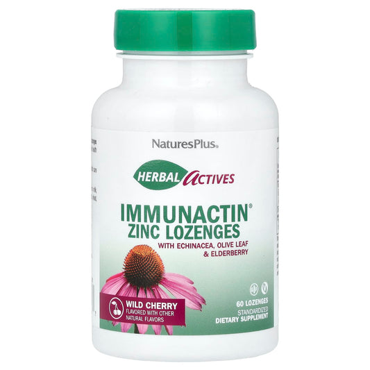 NaturesPlus
Herbal Actives, ImmunActin®, Zinc Lozenges, Wild Cherry, 10 mg, 60 Lozenges